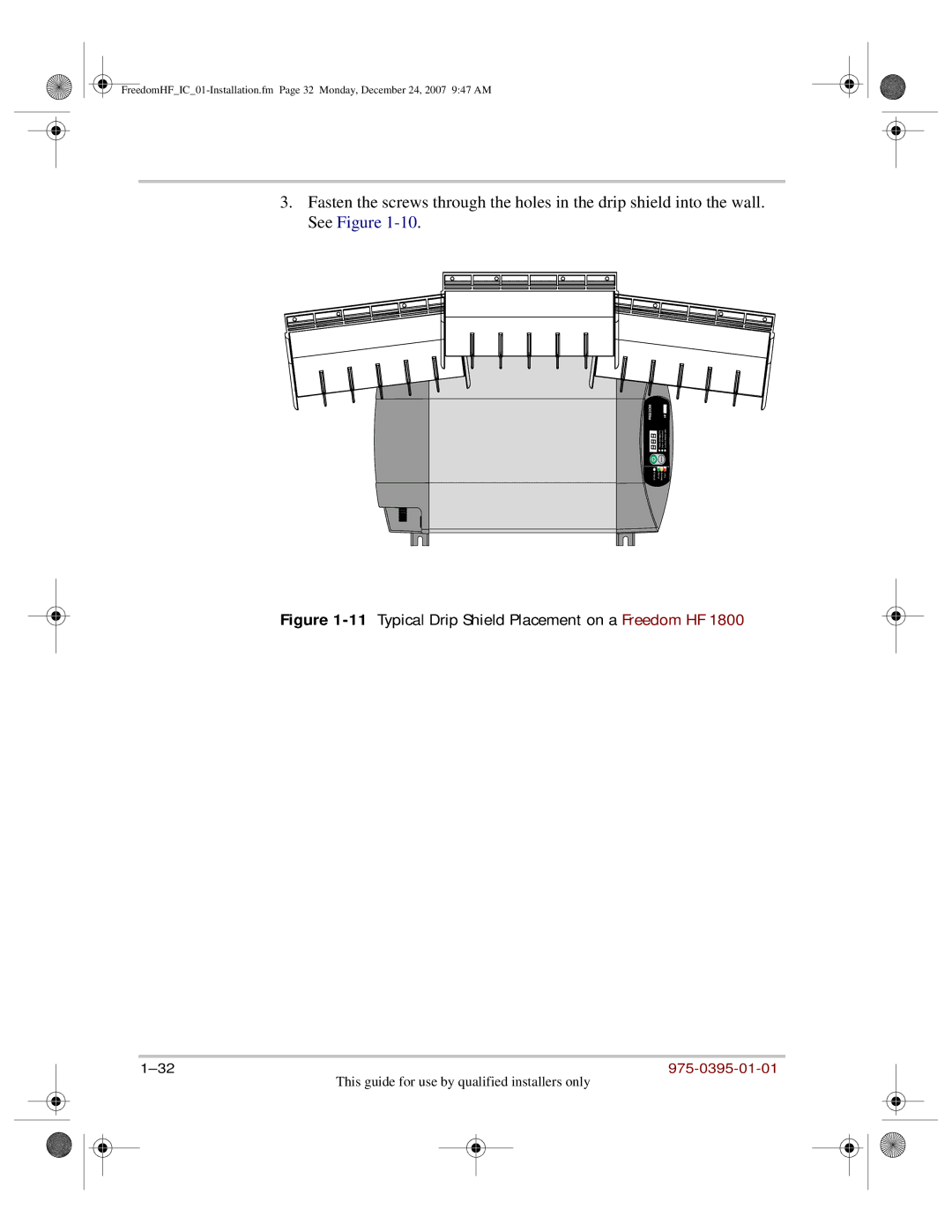 Xantrex Technology 1000, 1800 manual 11Typical Drip Shield Placement on a Freedom HF 