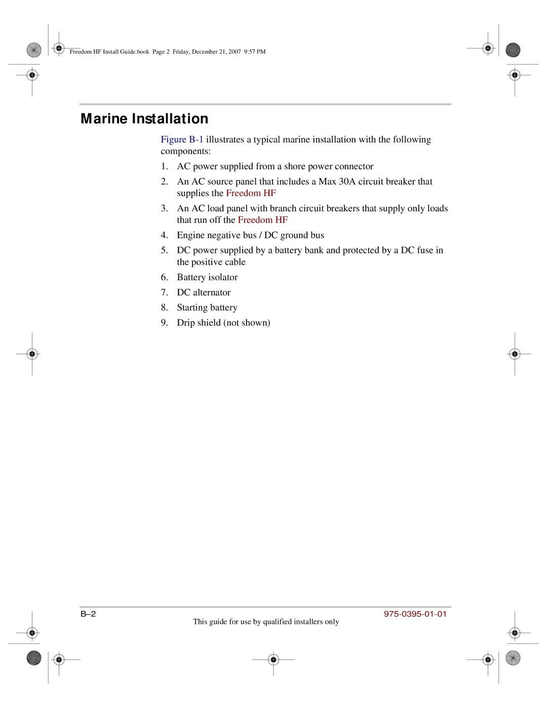 Xantrex Technology 1000, 1800 manual Marine Installation 