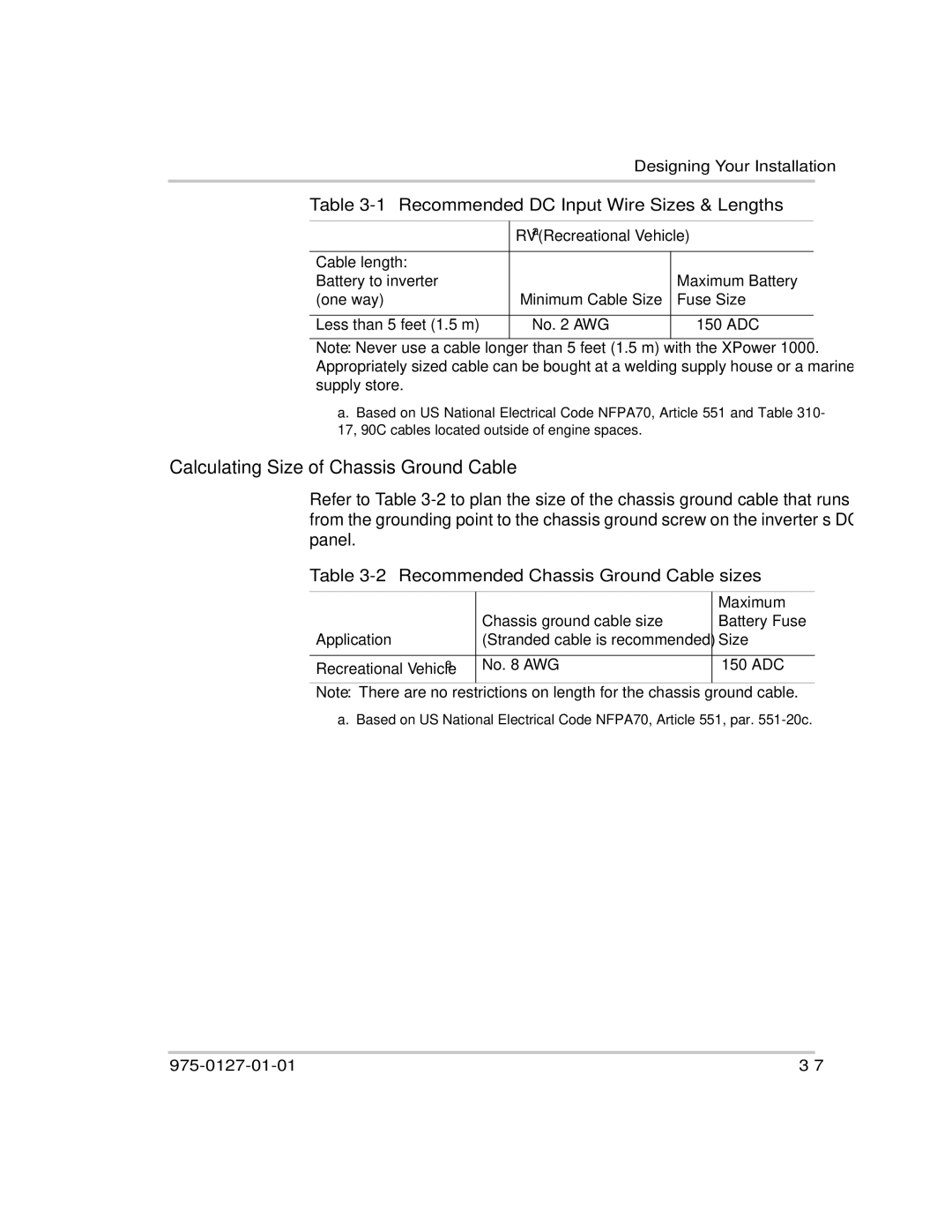 Xantrex Technology 1000 manual Calculating Size of Chassis Ground Cable 