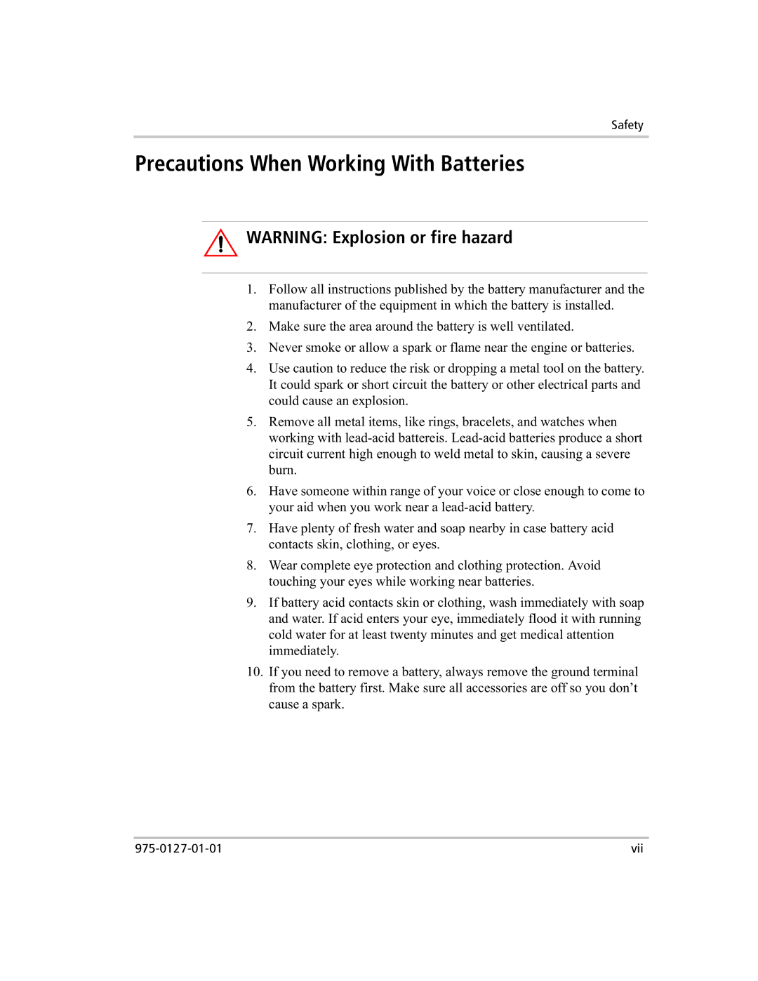 Xantrex Technology 1000 manual Precautions When Working With Batteries 