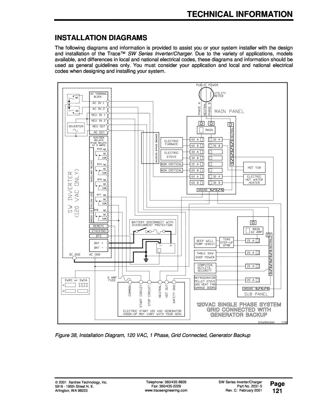 Xantrex Technology 120 VAC/60 owner manual Installation Diagrams, Page 121, Technical Information 