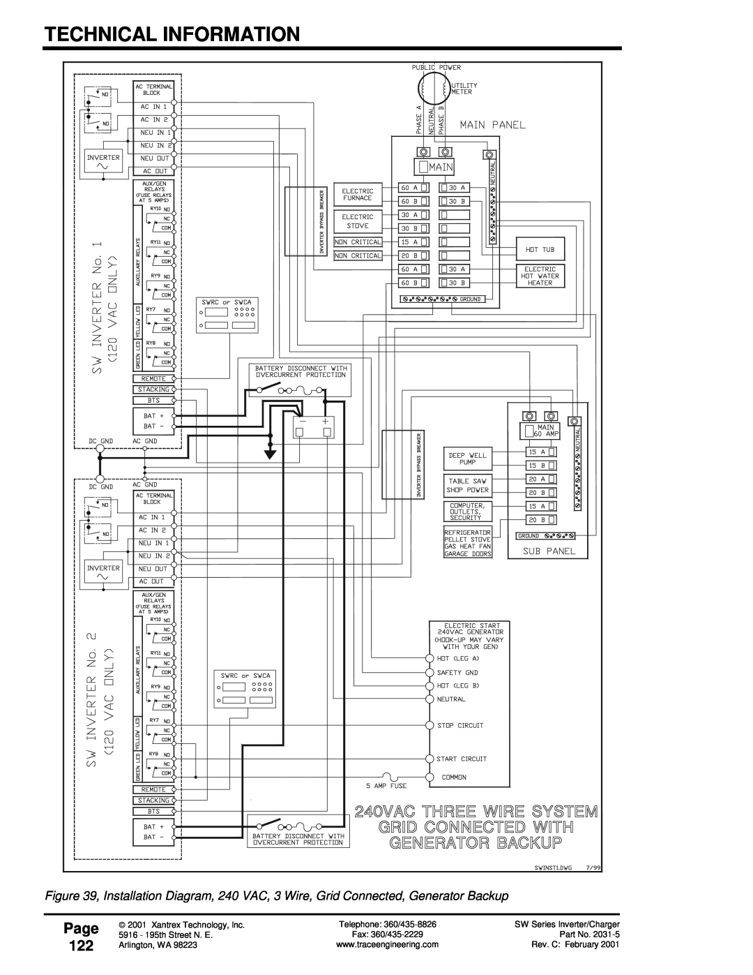 Xantrex Technology 120 VAC/60 Page 122, Technical Information,  2001 Xantrex Technology, Inc, Telephone 360/435-8826 