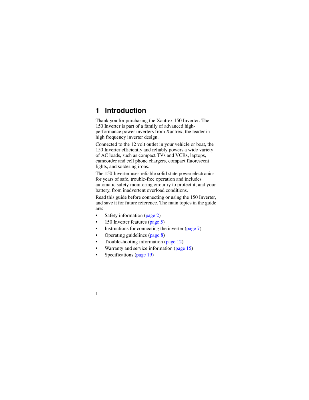 Xantrex Technology 150 manual Introduction 