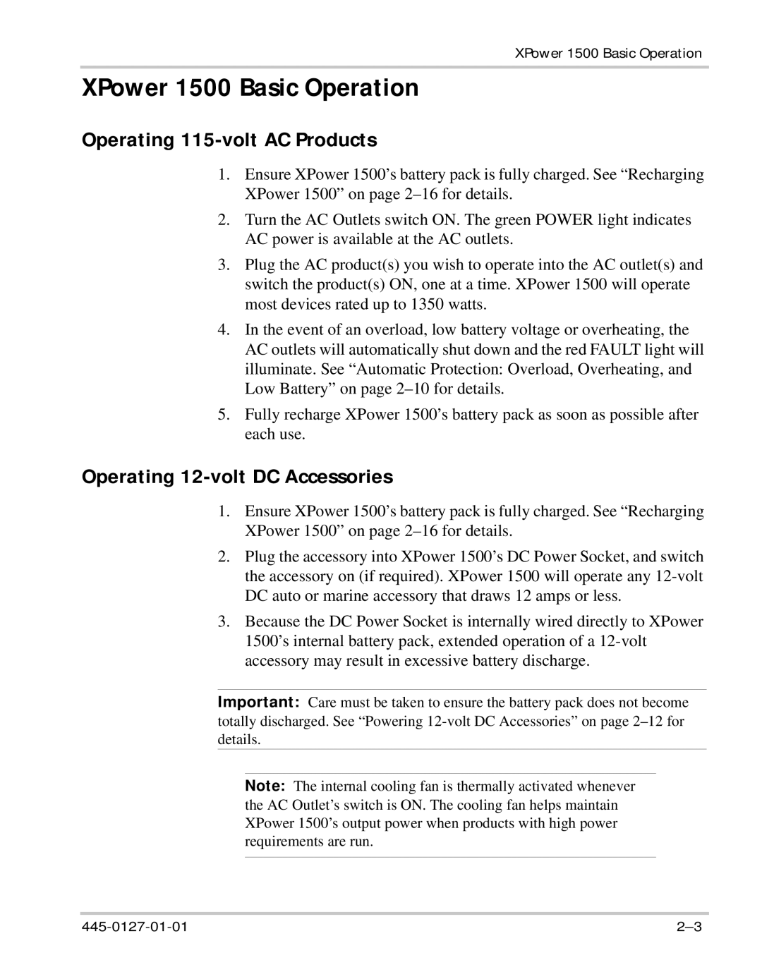 Xantrex Technology manual XPower 1500 Basic Operation, Operating 115-volt AC Products, Operating 12-volt DC Accessories 