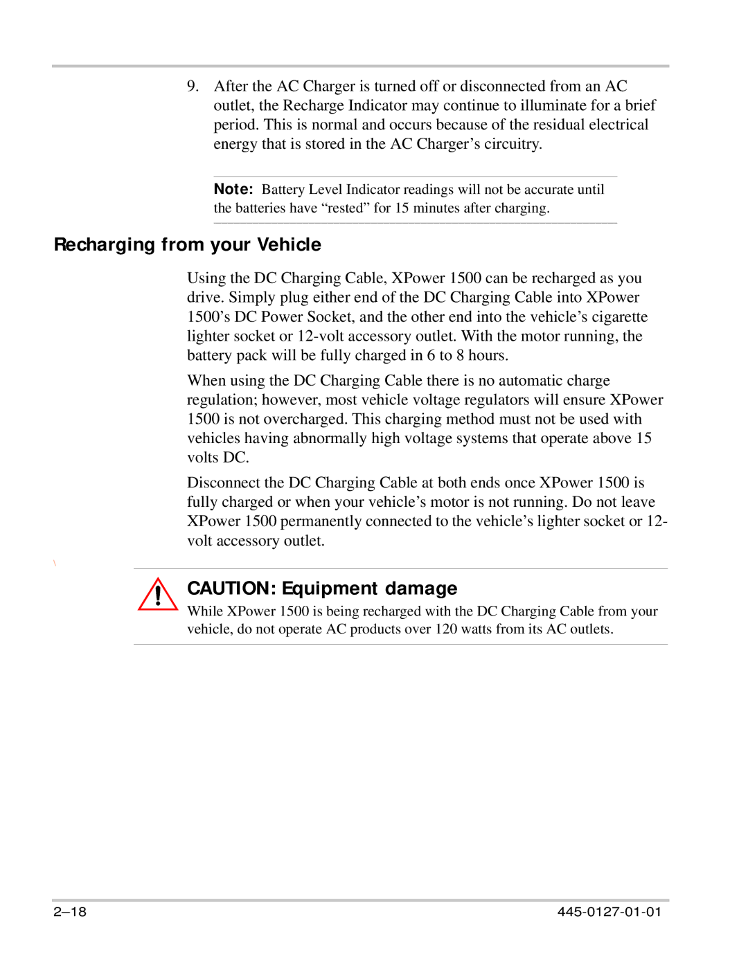 Xantrex Technology 1500 manual Recharging from your Vehicle 