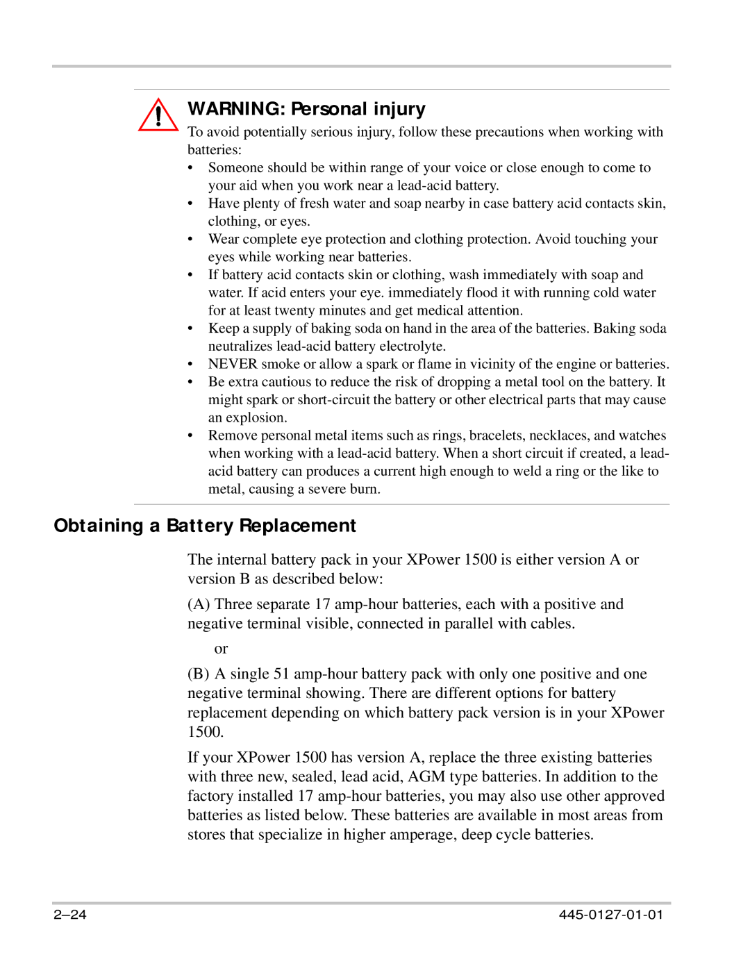 Xantrex Technology 1500 manual Obtaining a Battery Replacement 