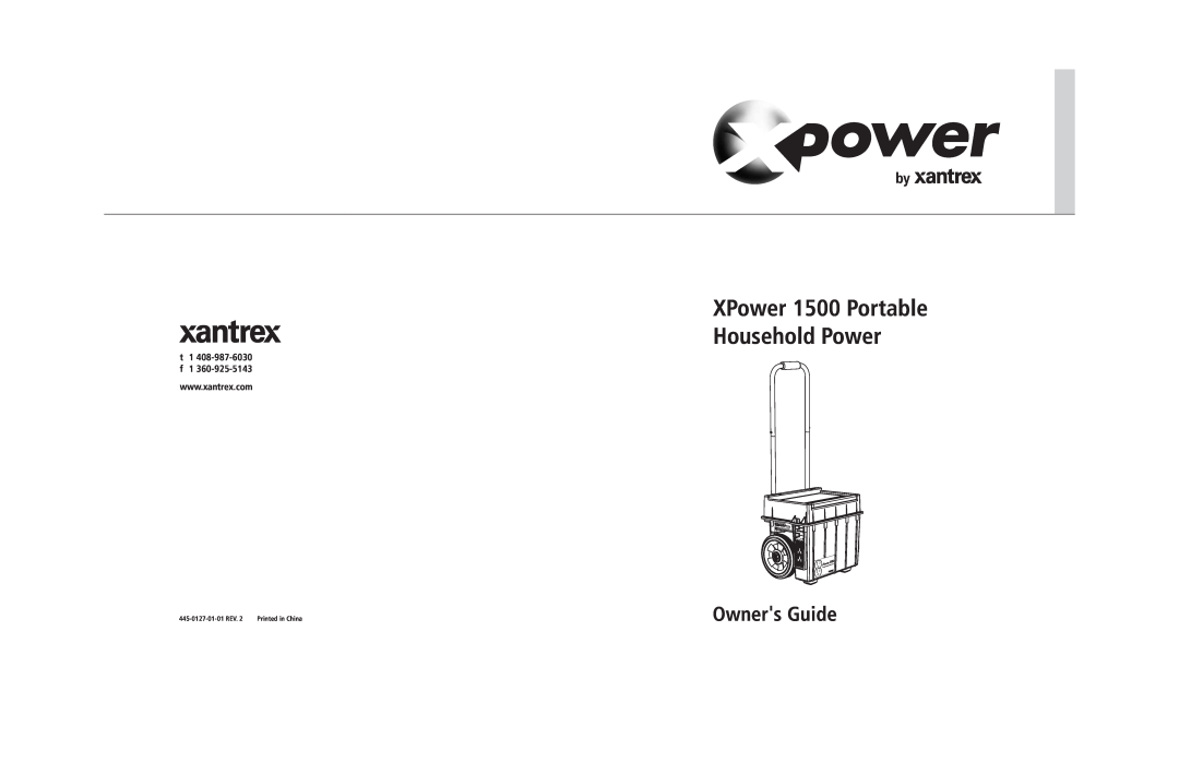 Xantrex Technology manual XPower 1500 Portable Household Power, Owners Guide, 445-0127-01-01REV 