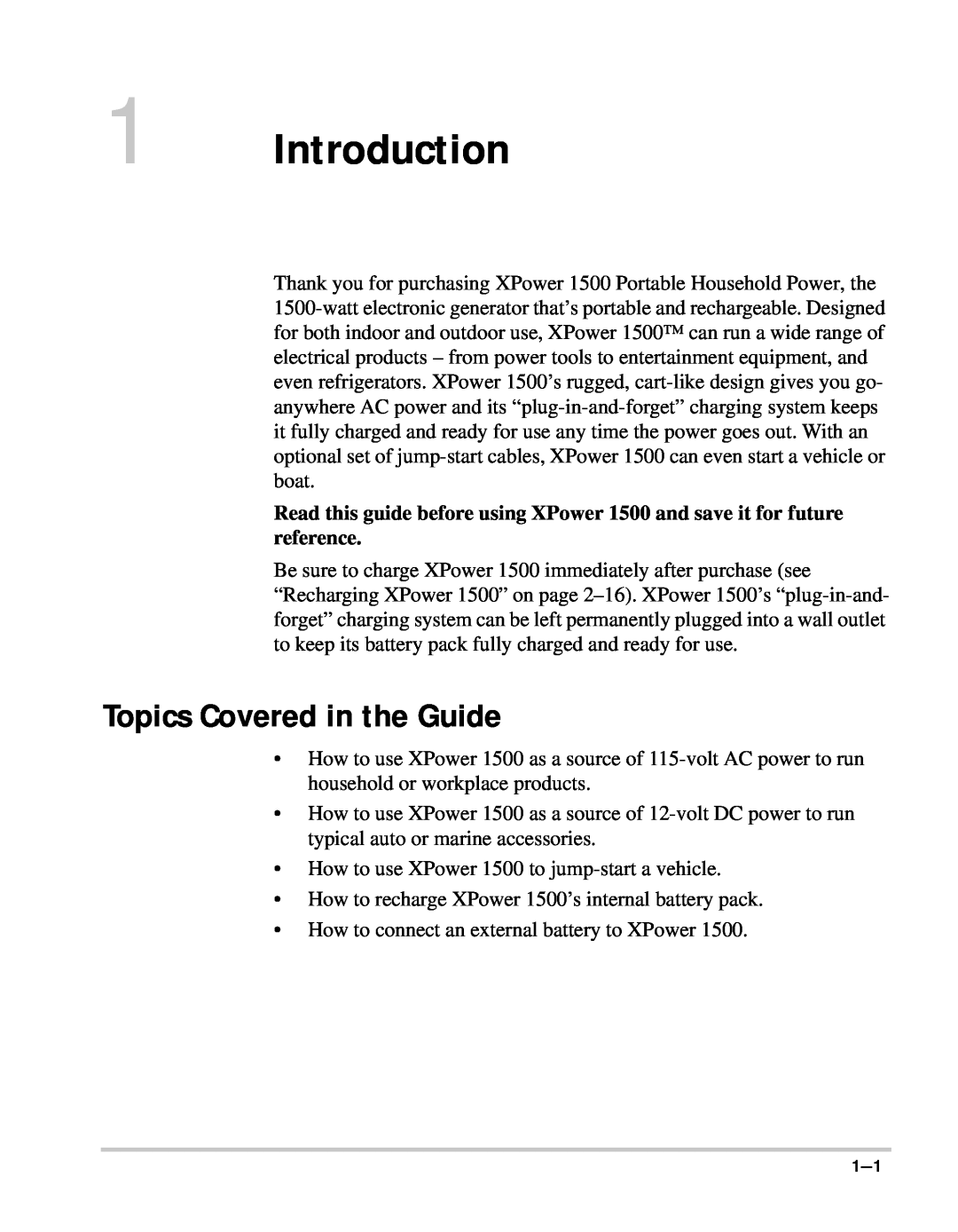 Xantrex Technology 1500 manual Introduction, Topics Covered in the Guide 