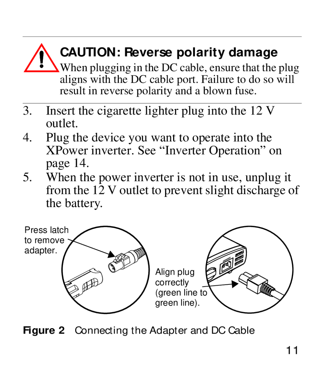 Xantrex Technology 175 manual Connecting the Adapter and DC Cable 