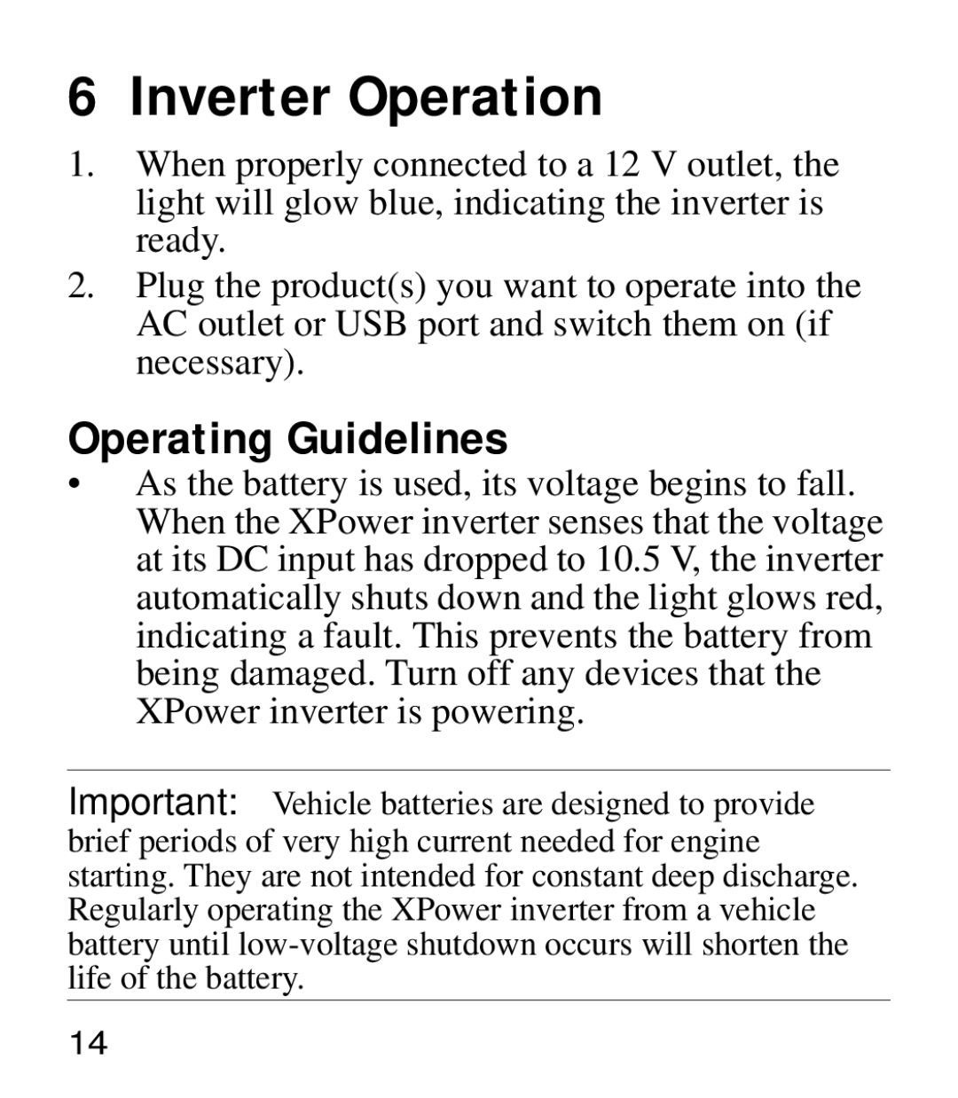 Xantrex Technology 175 manual Inverter Operation, Operating Guidelines 