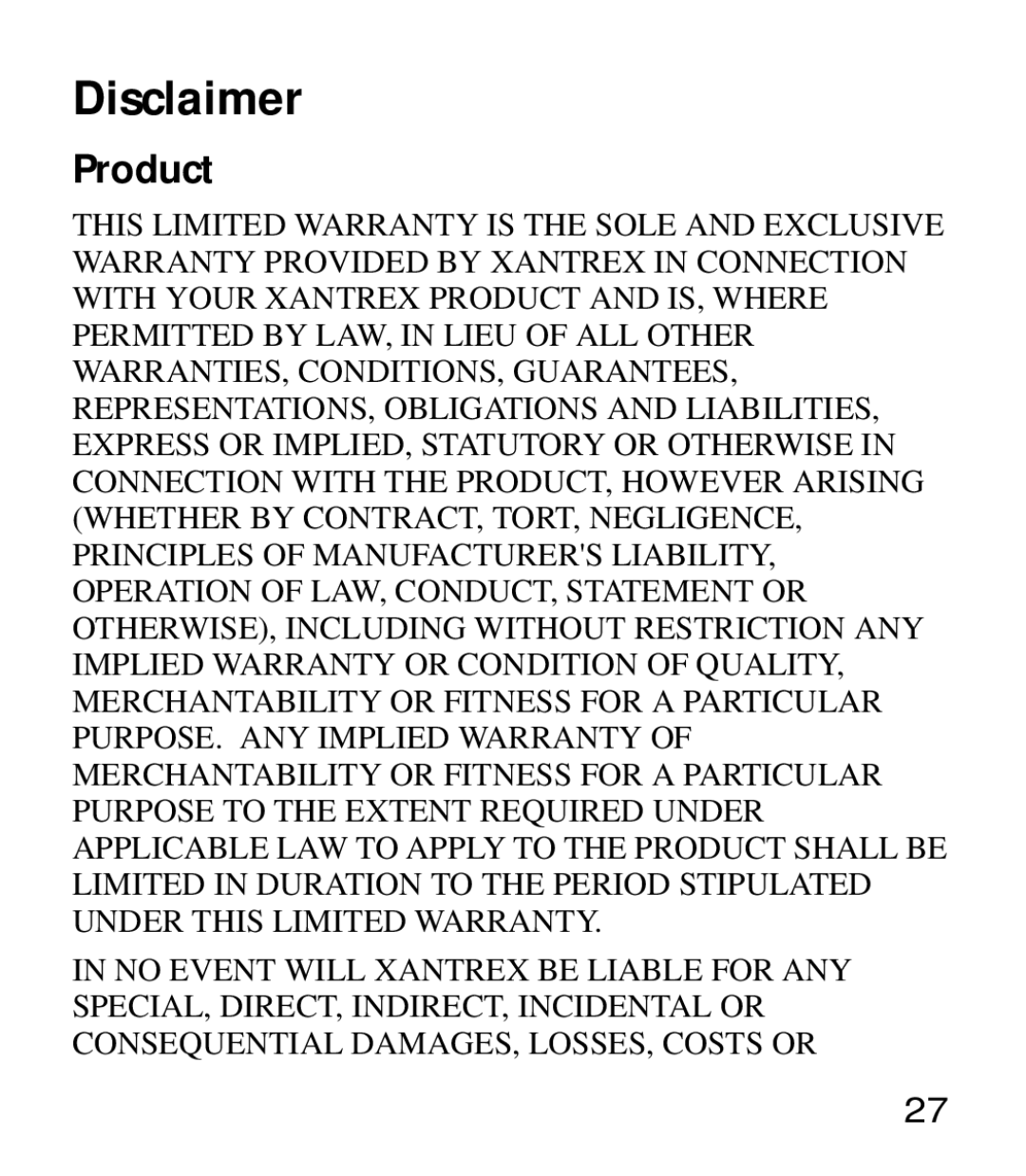 Xantrex Technology 175 manual Disclaimer, Product 