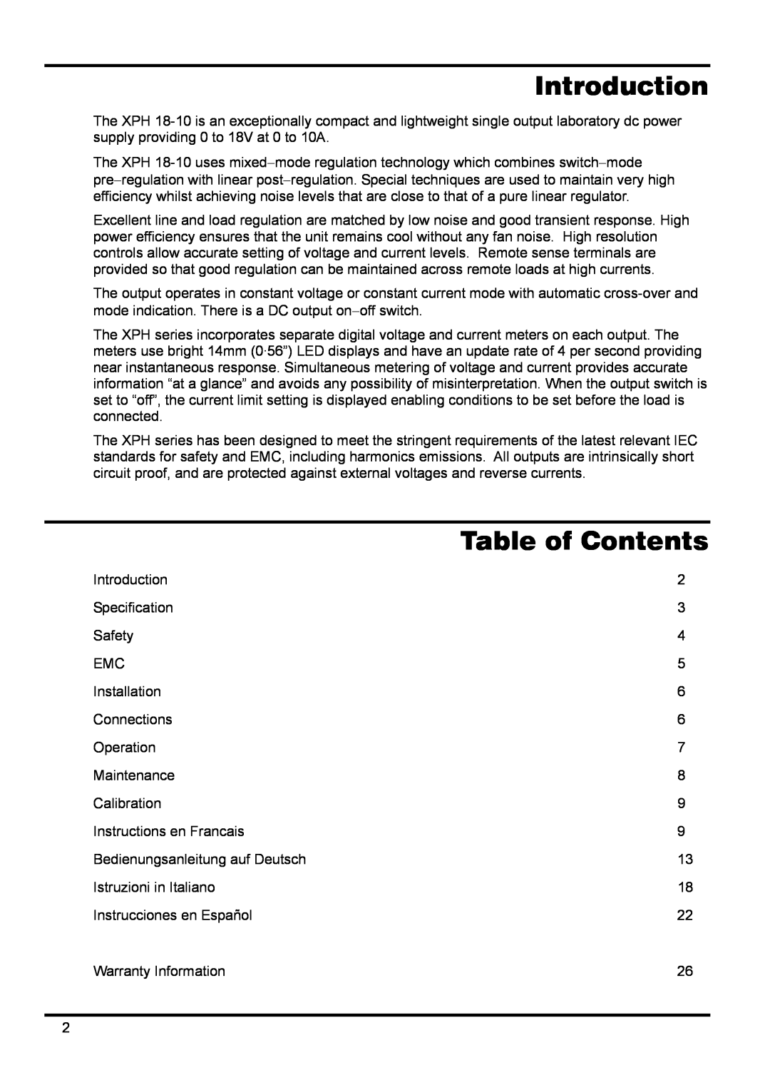 Xantrex Technology 18V 10A manual Introduction, Table of Contents 