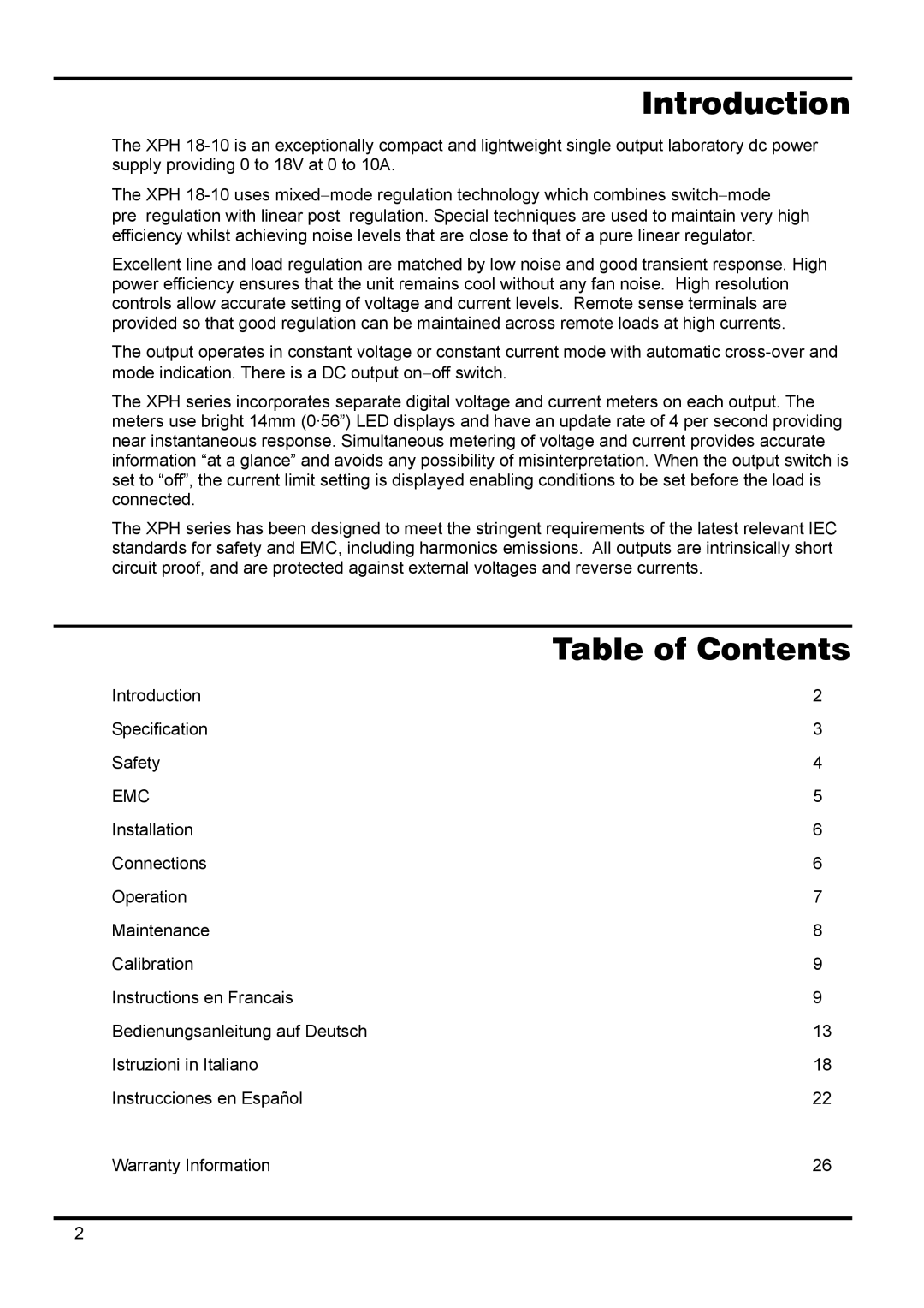 Xantrex Technology 18V 10A manual Introduction, Table of Contents 