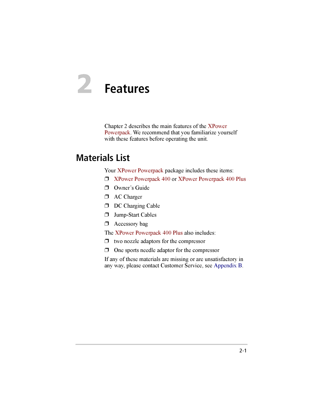 Xantrex Technology 200 manual Features, Materials List 