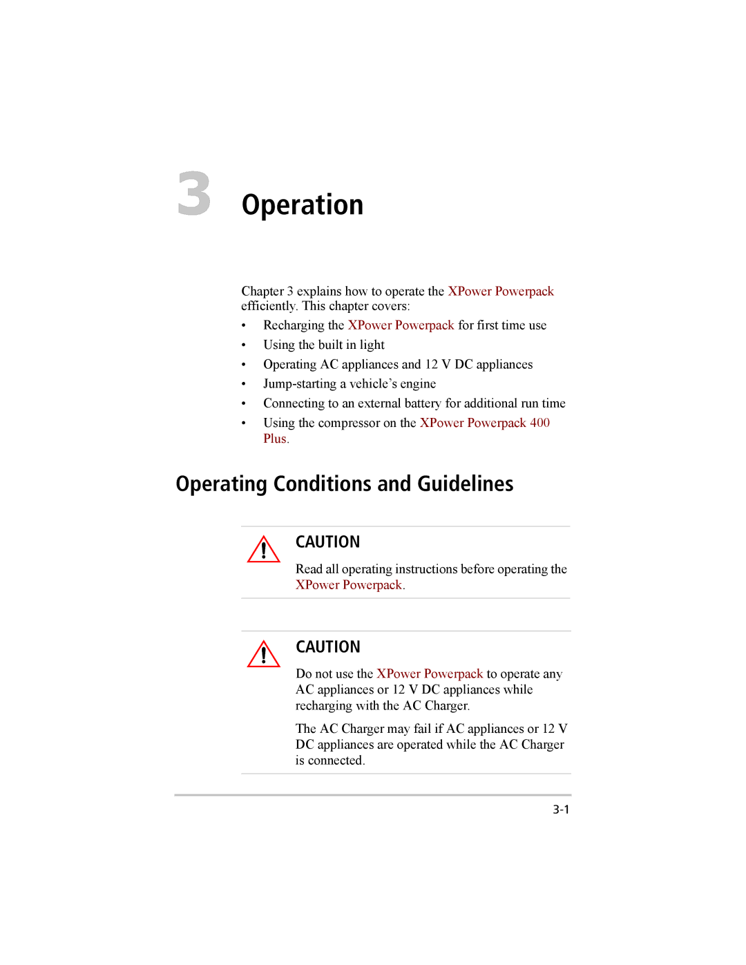 Xantrex Technology 200 manual Operation, Operating Conditions and Guidelines 