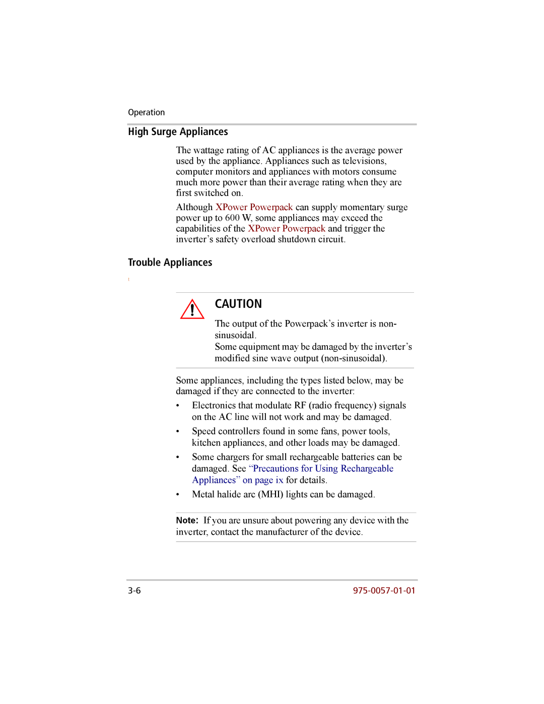 Xantrex Technology 200 manual High Surge Appliances 