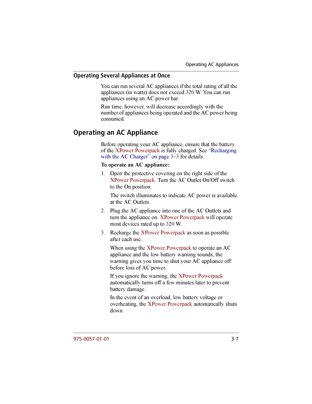 Xantrex Technology 200 manual Operating an AC Appliance, To operate an AC appliance 