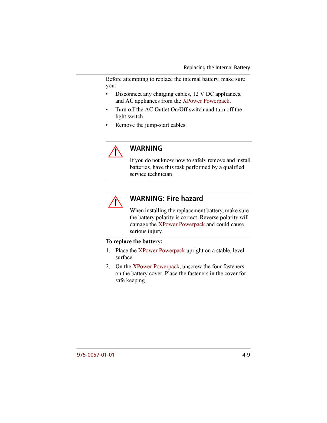 Xantrex Technology 200 manual To replace the battery 