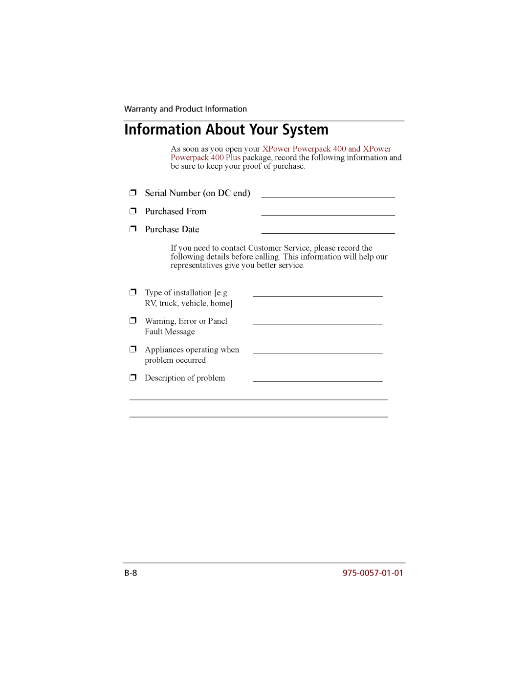 Xantrex Technology 200 manual Information About Your System, Purchased From Purchase Date 