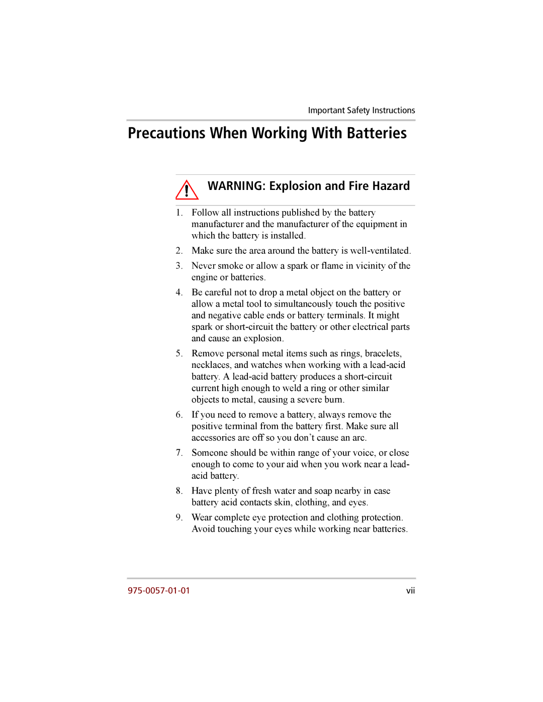 Xantrex Technology 200 manual Precautions When Working With Batteries 