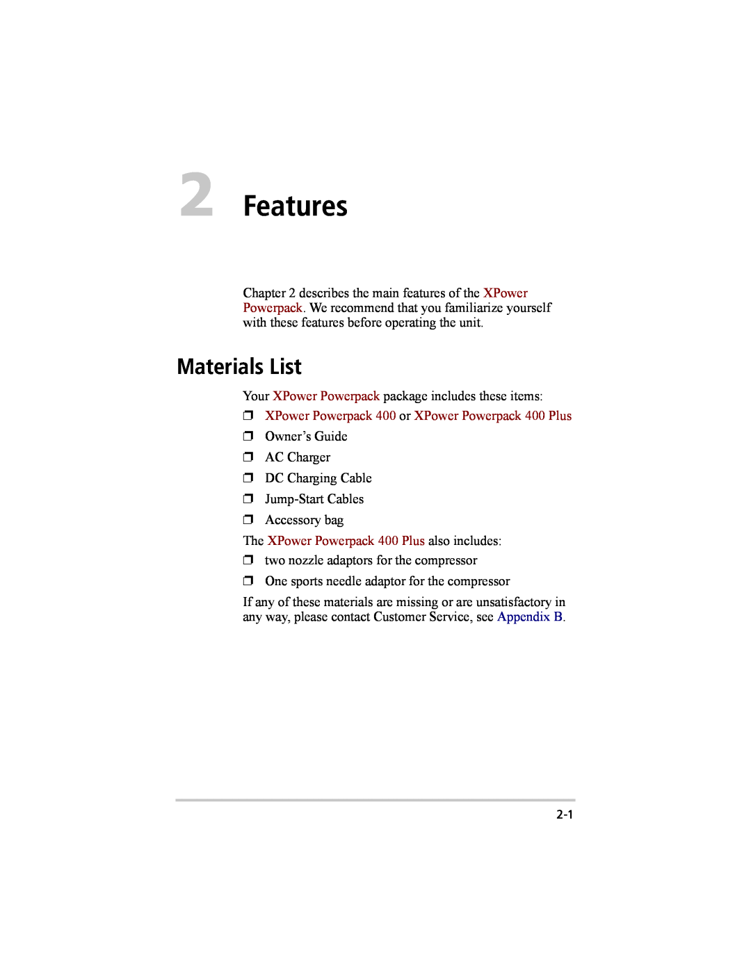 Xantrex Technology 200 manual Features, Materials List 