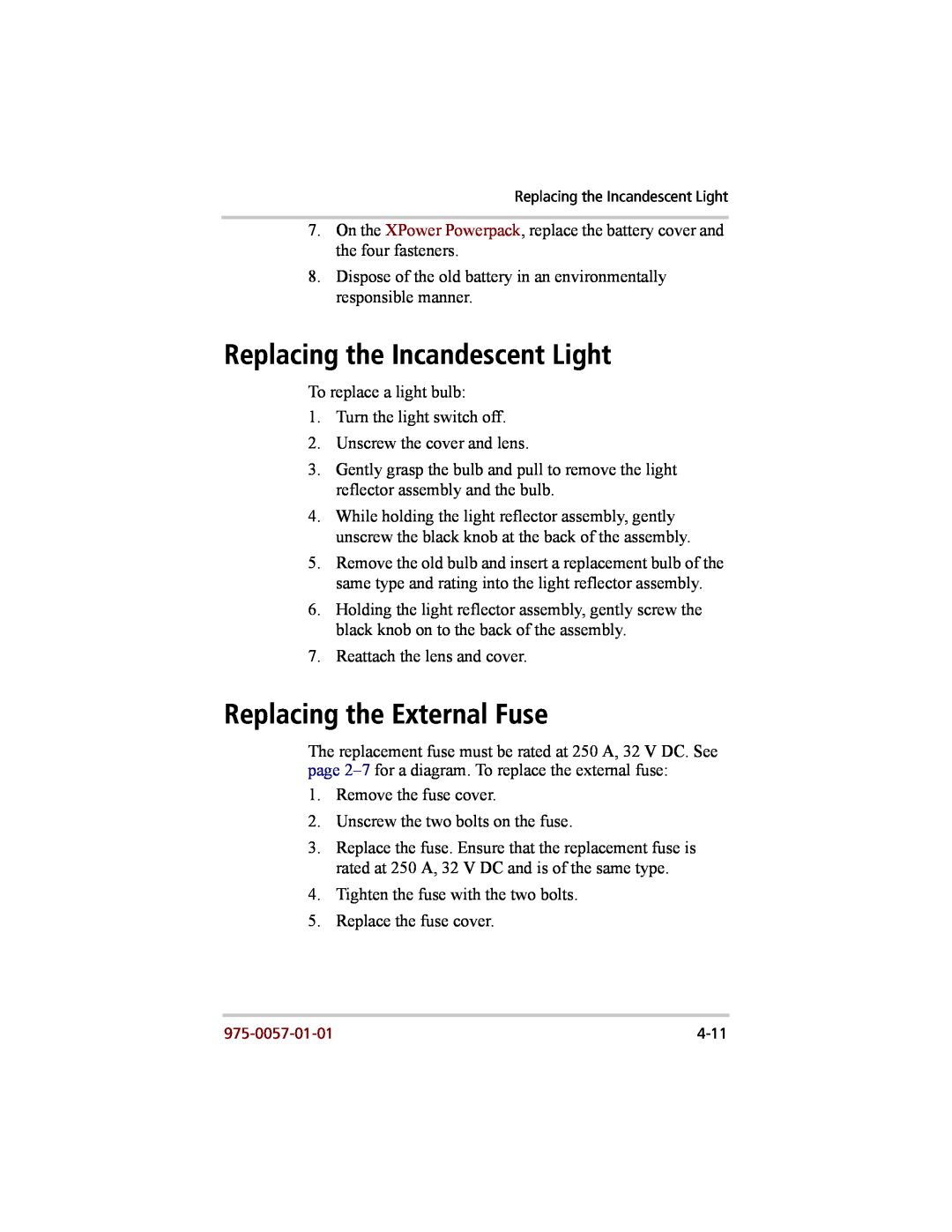 Xantrex Technology 200 manual Replacing the Incandescent Light, Replacing the External Fuse 
