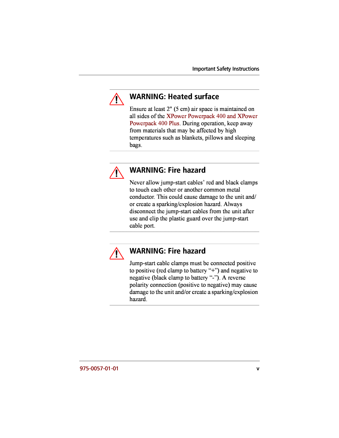 Xantrex Technology 200 manual WARNING Heated surface, WARNING Fire hazard 