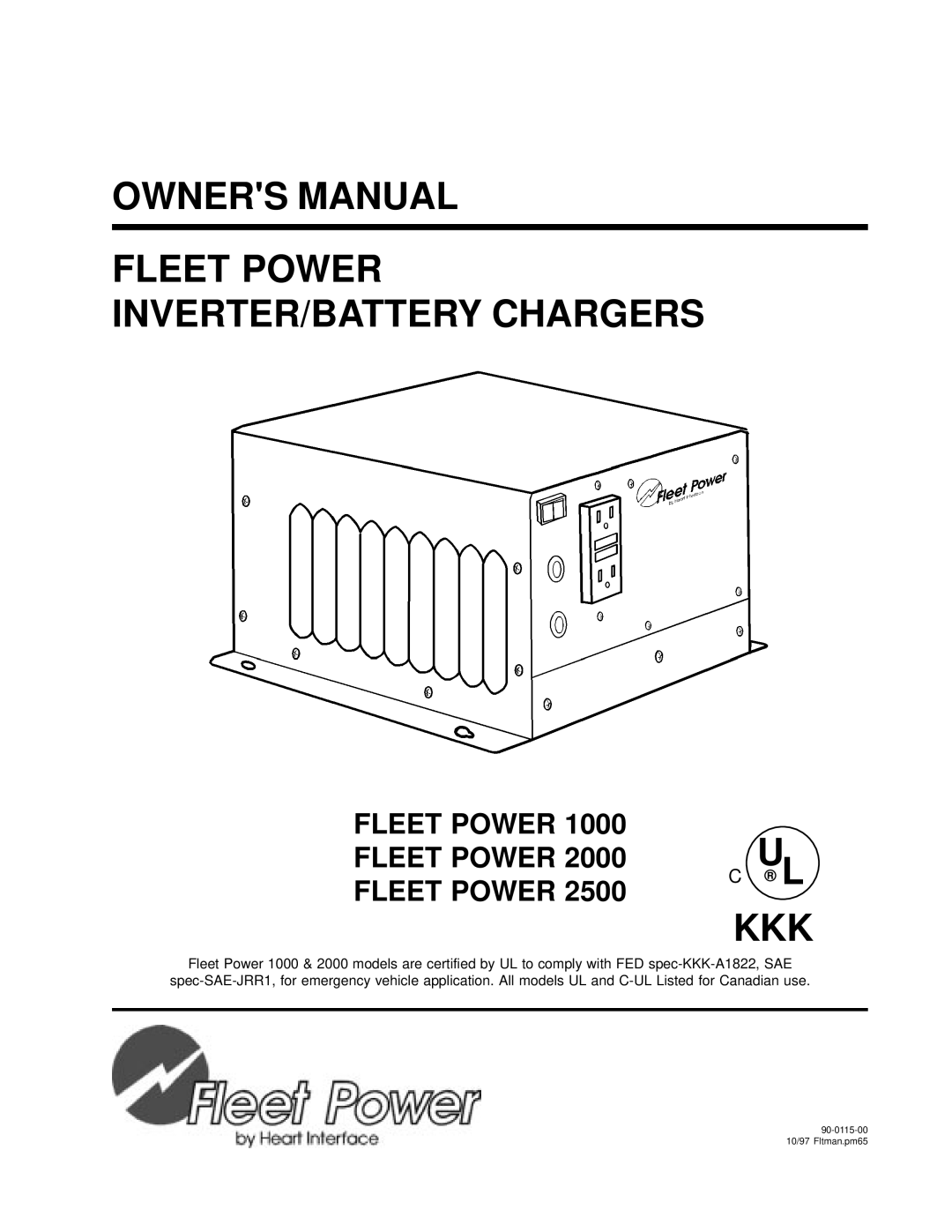 Xantrex Technology 2000, 2500 owner manual Fleet Power INVERTER/BATTERY Chargers, Kkk 