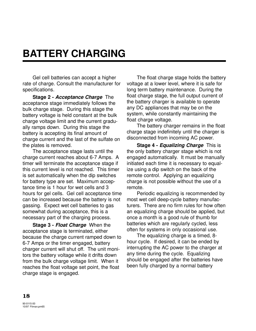 Xantrex Technology 2500, 2000 owner manual Battery Charging 