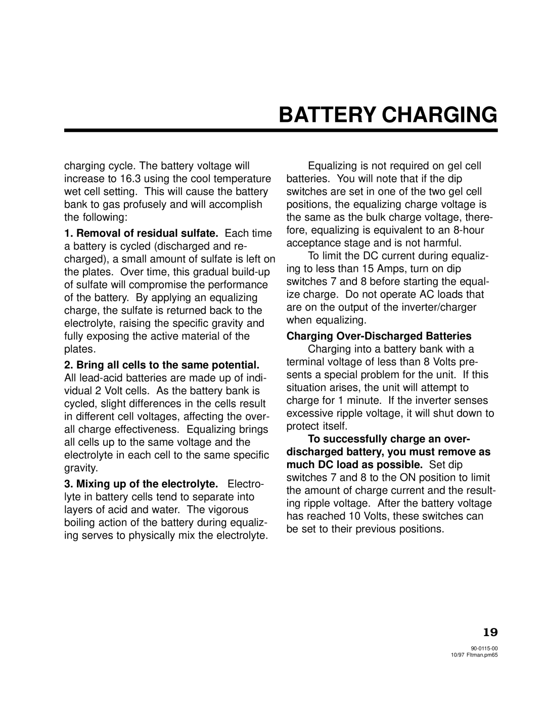 Xantrex Technology 2000, 2500 owner manual Battery Charging 