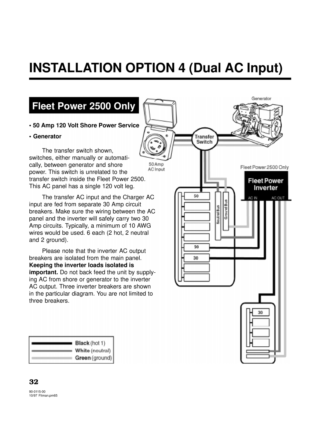 Xantrex Technology 2500, 2000 owner manual Installation Option 4 Dual AC Input 