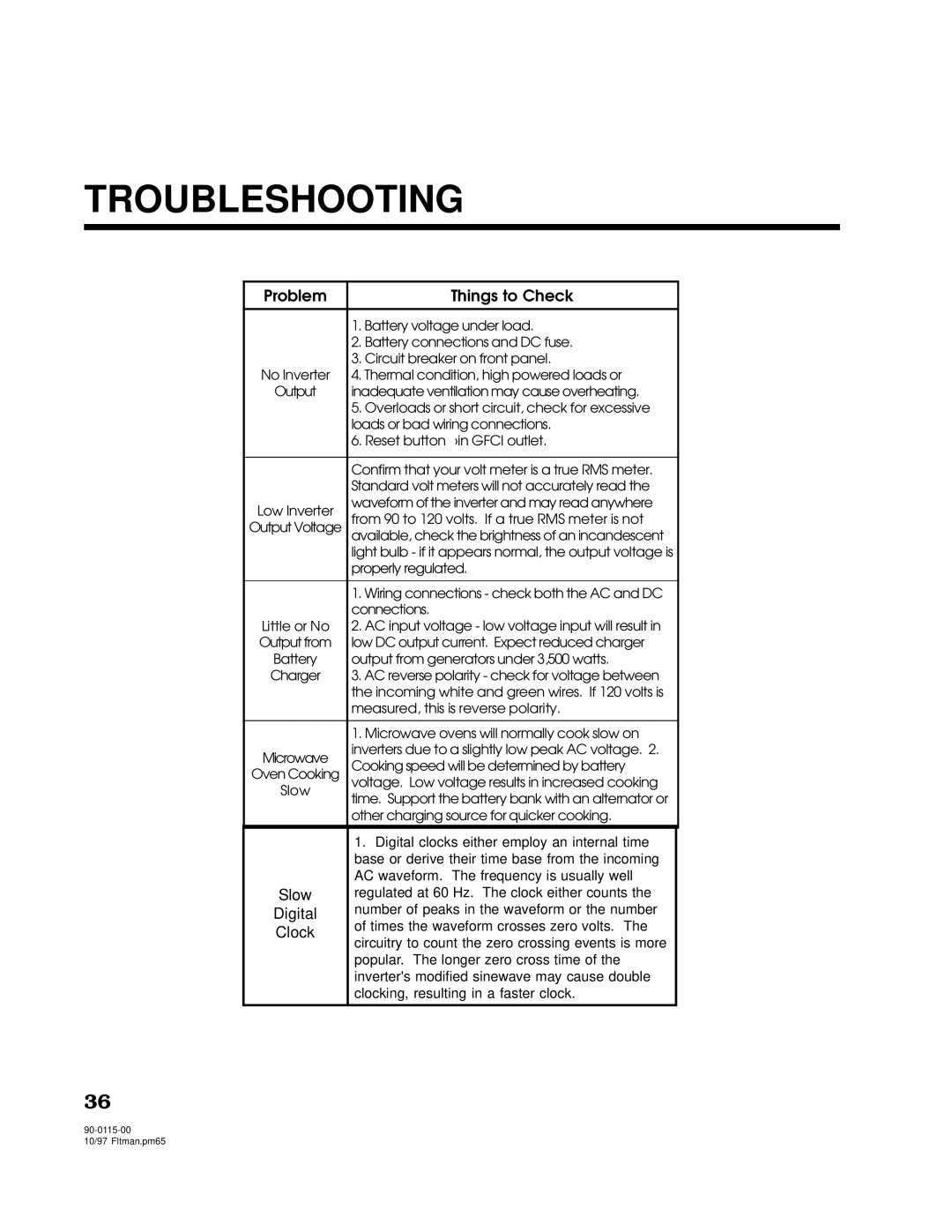 Xantrex Technology 2500, 2000 owner manual Problem Things to Check 