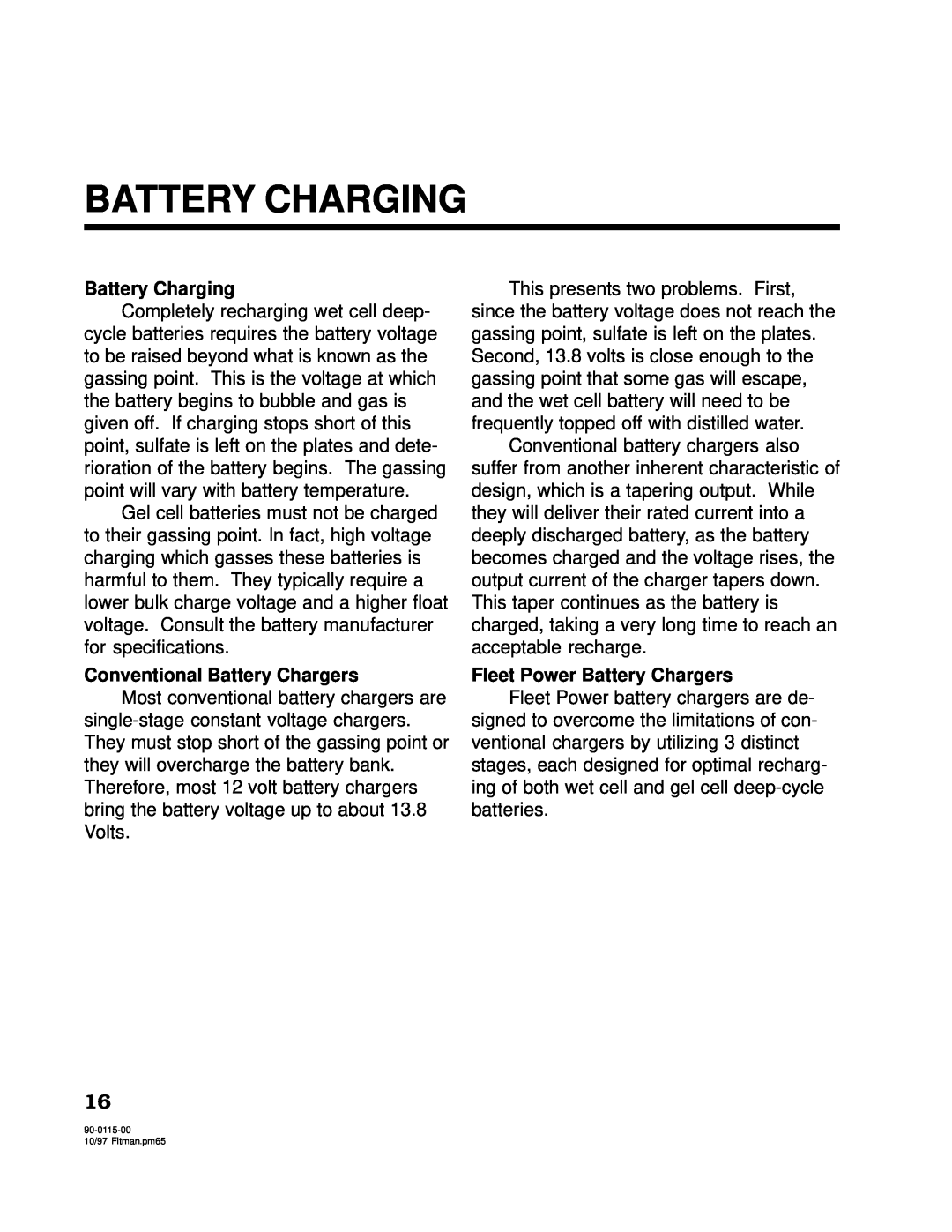 Xantrex Technology 2500, 2000 owner manual Battery Charging, Conventional Battery Chargers, Fleet Power Battery Chargers 