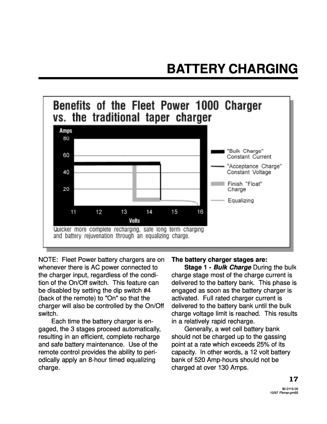 Xantrex Technology 2000, 2500 owner manual Battery Charging, The battery charger stages are 