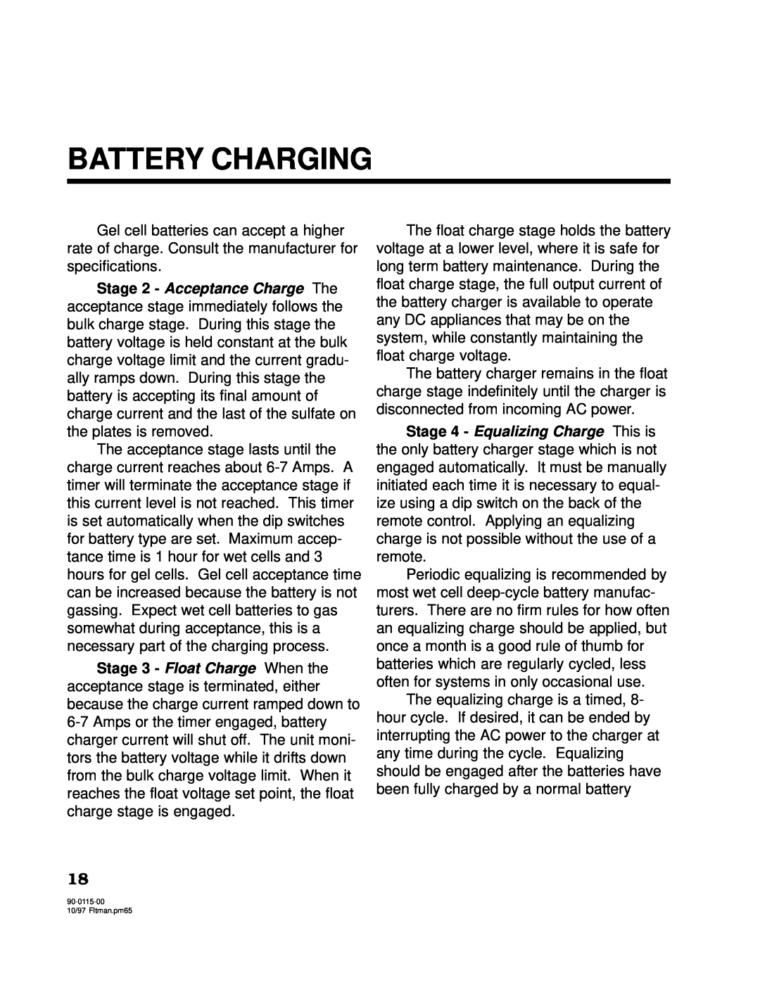 Xantrex Technology 2500, 2000 owner manual Battery Charging 
