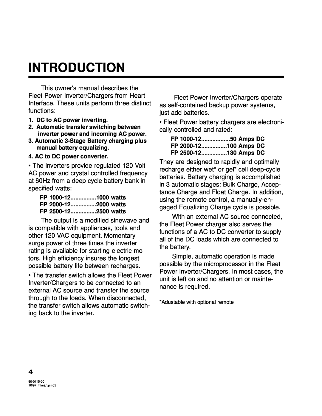 Xantrex Technology 2500, 2000 owner manual Introduction, DC to AC power inverting 