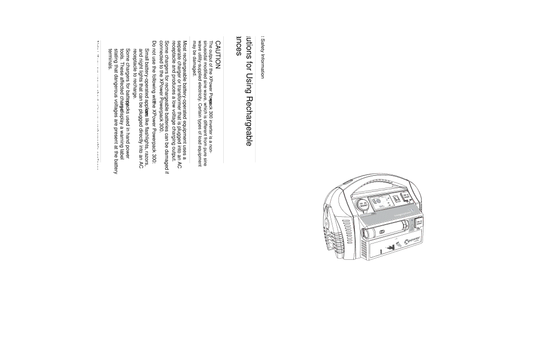 Xantrex Technology 300 manual Precautions for Using Rechargeable Appliances 