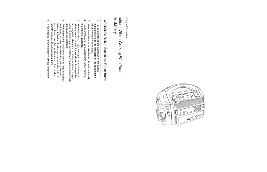 Xantrex Technology 300 manual Precautions When Working With Your Vehicle Battery 