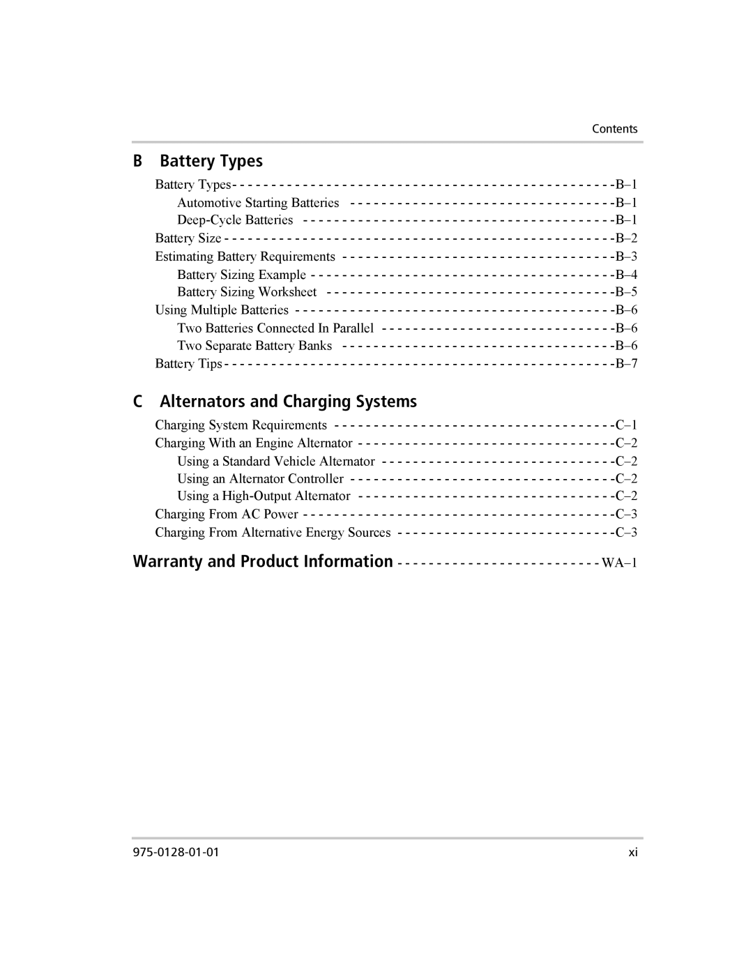 Xantrex Technology 3000 manual Battery Types, Alternators and Charging Systems 