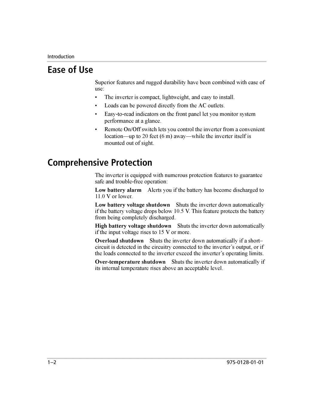 Xantrex Technology 3000 manual Ease of Use, Comprehensive Protection 