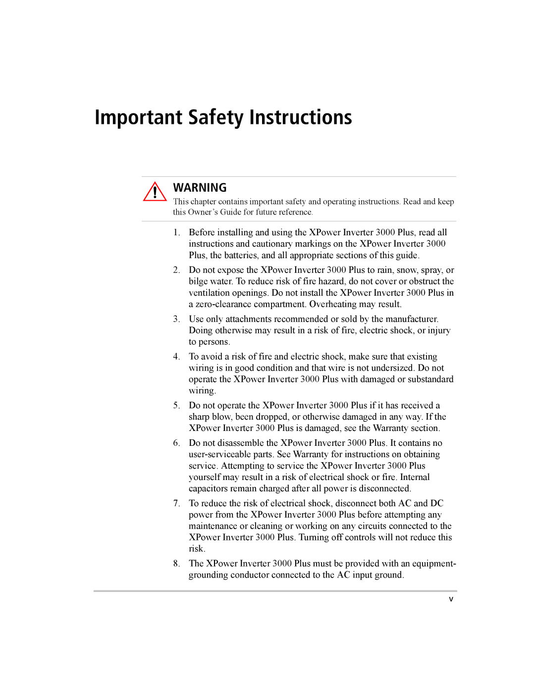 Xantrex Technology 3000 manual Important Safety Instructions 