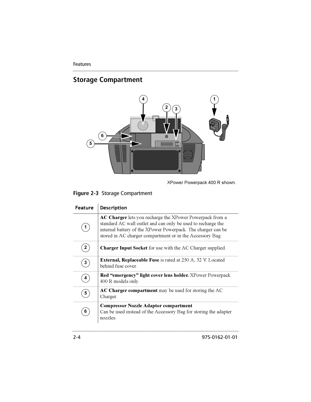 Xantrex Technology 400 Plus, 400 R manual Storage Compartment, Compressor Nozzle Adaptor compartment 