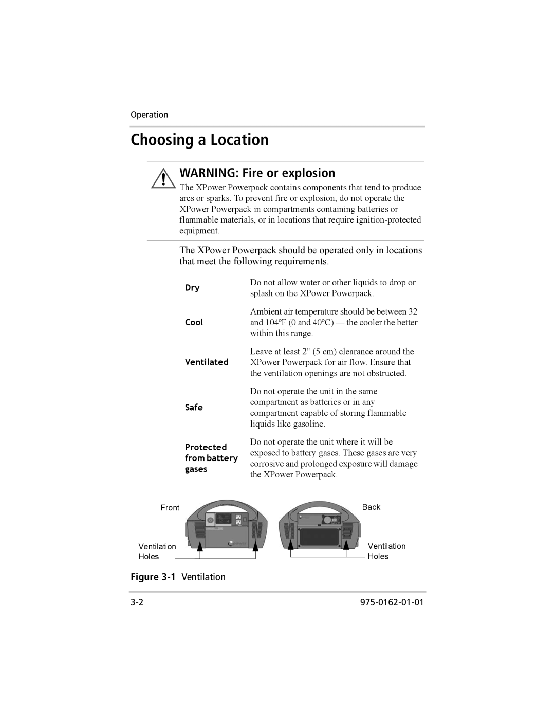 Xantrex Technology 400 Plus, 400 R manual Choosing a Location, Dry Cool Ventilated Safe Protected from battery gases 