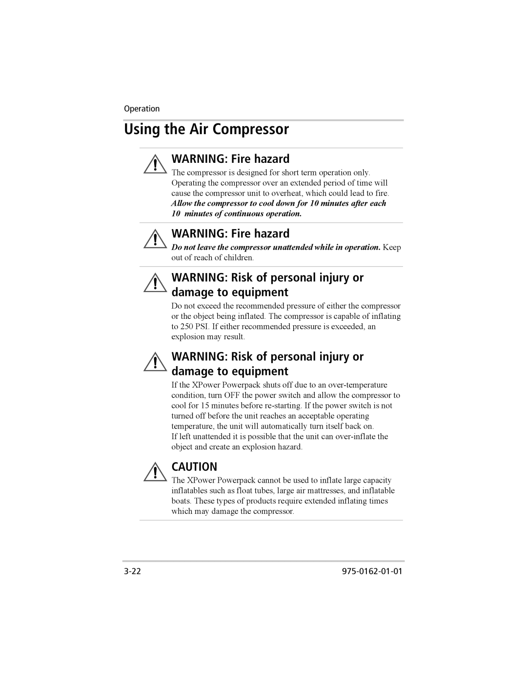 Xantrex Technology 400 Plus, 400 R manual Using the Air Compressor 