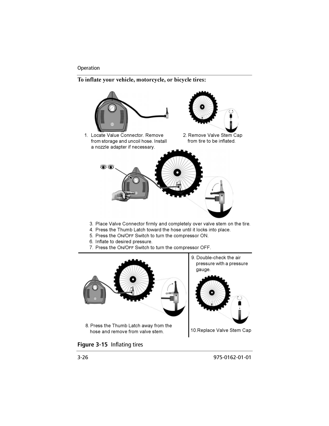 Xantrex Technology 400 Plus, 400 R manual To inflate your vehicle, motorcycle, or bicycle tires 