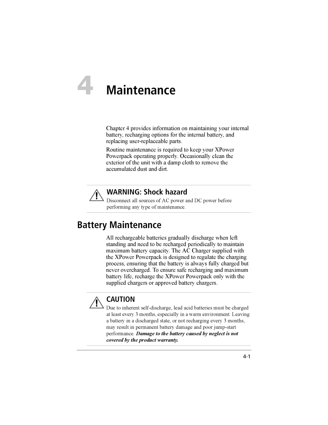 Xantrex Technology 400 Plus, 400 R manual Battery Maintenance 