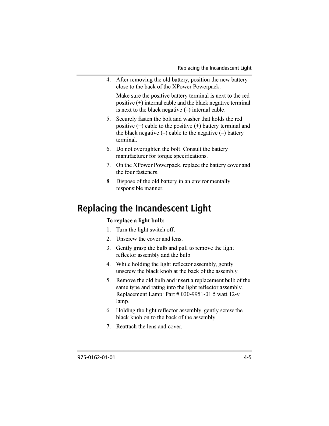 Xantrex Technology 400 Plus, 400 R manual Replacing the Incandescent Light, To replace a light bulb 