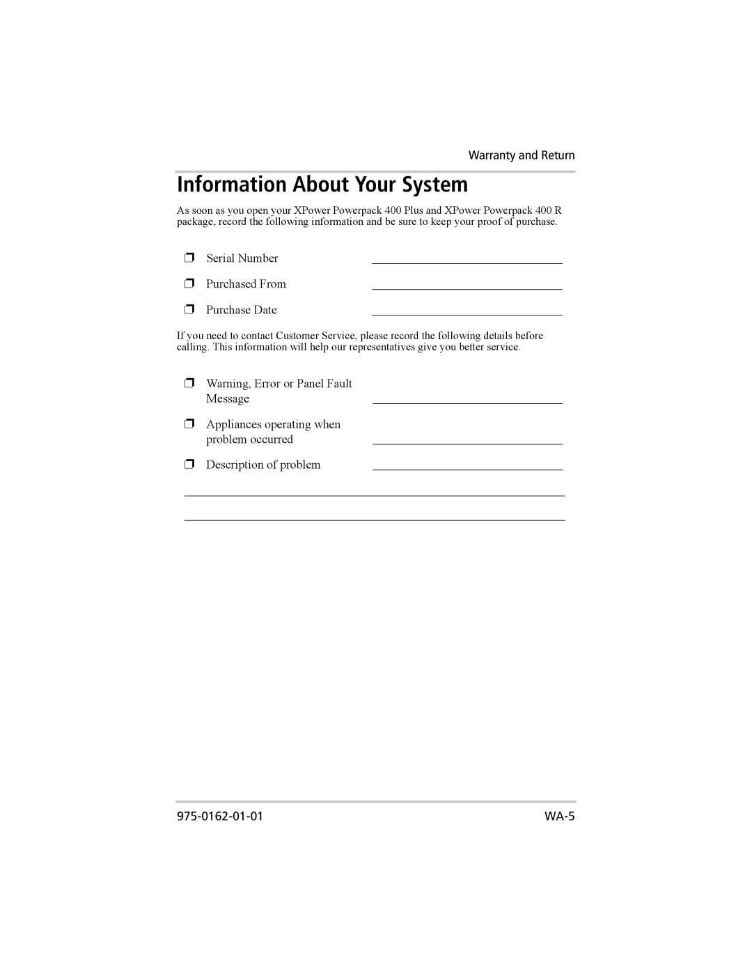 Xantrex Technology 400 Plus, 400 R manual Information About Your System, Serial Number Purchased From Purchase Date 