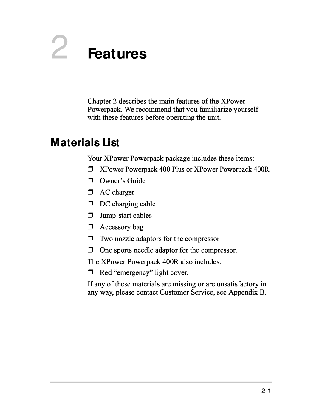 Xantrex Technology 400R manual Features, Materials List 