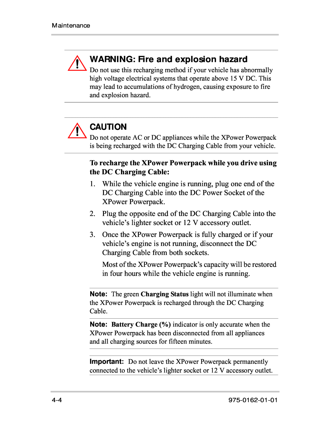 Xantrex Technology 400R manual WARNING Fire and explosion hazard 